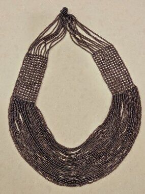 Himalayan Gems Potay Lattice Work Beaded Waterfall Necklace - Amethyst - 22 inch